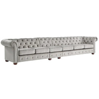 Canapé Chesterfield Knightsbridge Gris Clair Extra-Long par iNSPIRE Q Artisan