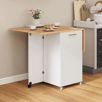 Îlot de cuisine pliable Moasis avec armoire de rangement pour poubelle et prise de courant