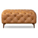 Pouf Turin Poly & Bark en cuir véritable pleine fleur italien Cognac Tan avec pieds en bois