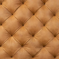 Pouf Turin Poly & Bark en cuir véritable pleine fleur italien Cognac Tan avec pieds en bois