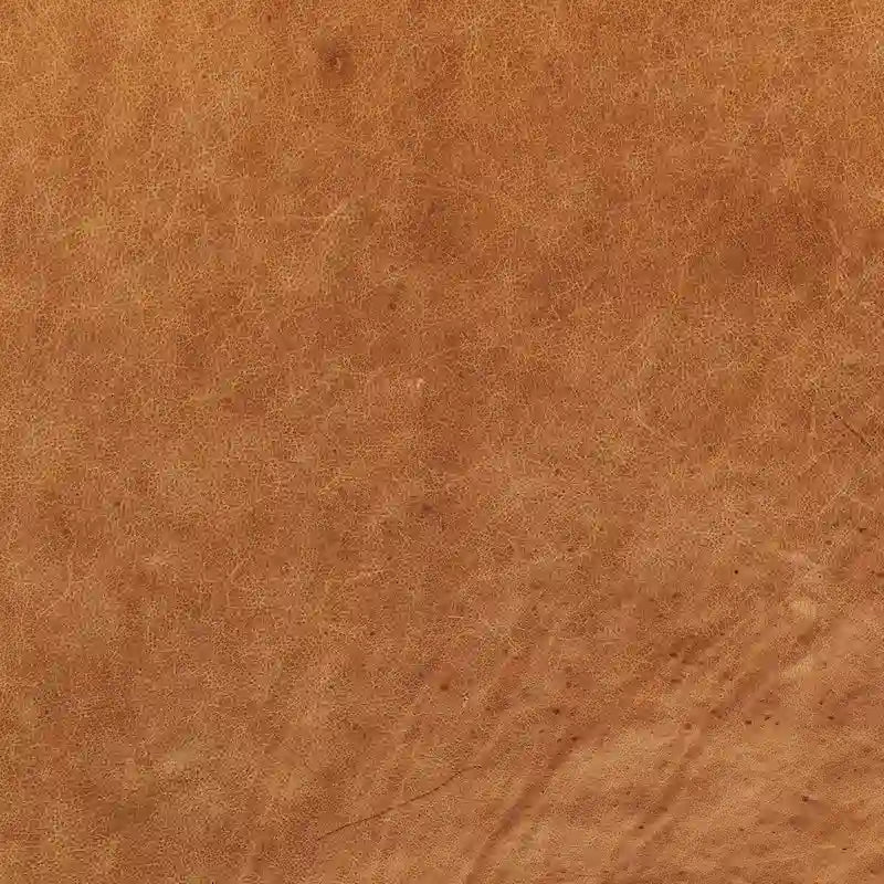 Pouf Turin Poly & Bark en cuir véritable pleine fleur italien Cognac Tan avec pieds en bois