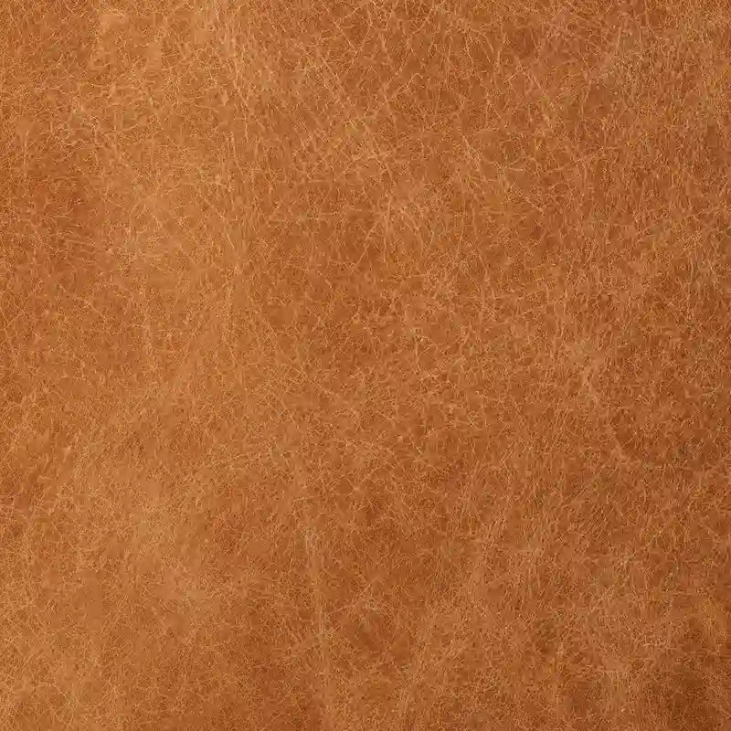 Pouf Turin Poly & Bark en cuir véritable pleine fleur italien Cognac Tan avec pieds en bois