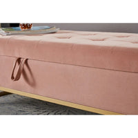 58.6 Banc de bout de lit Piètement Métal avec Rangement Velours Rose