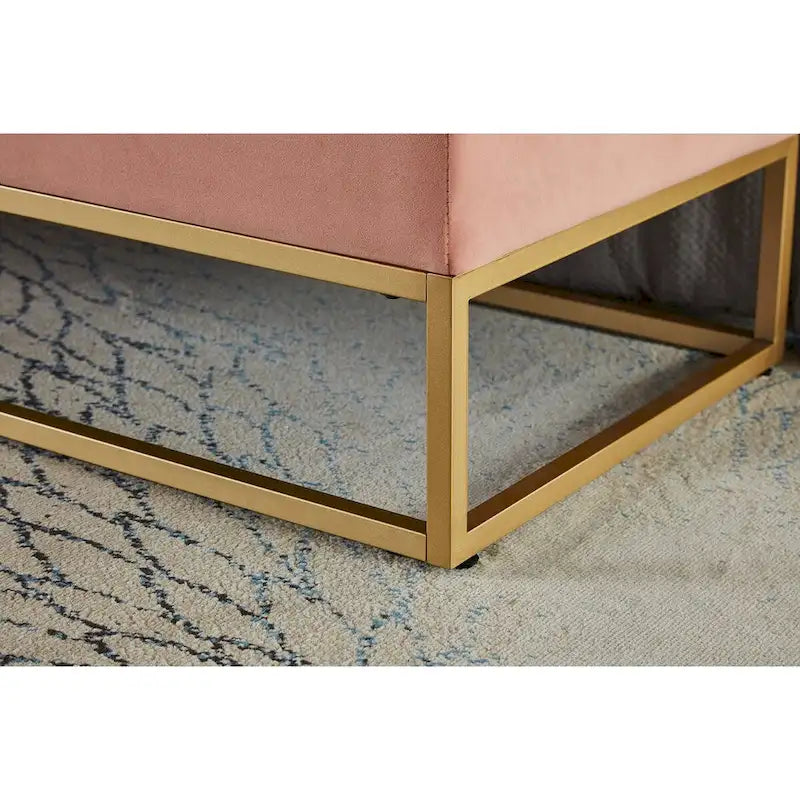 58.6 Banc de bout de lit Piètement Métal avec Rangement Velours Rose