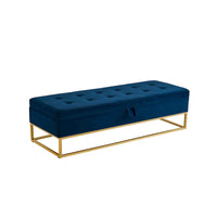58.6 Banc de bout de lit Piètement Métal avec Rangement Velours Rose