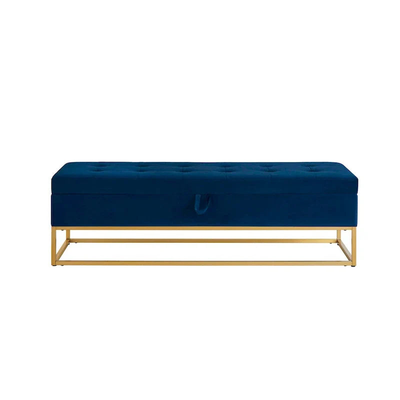 58.6 Banc de bout de lit Piètement Métal avec Rangement Velours Rose