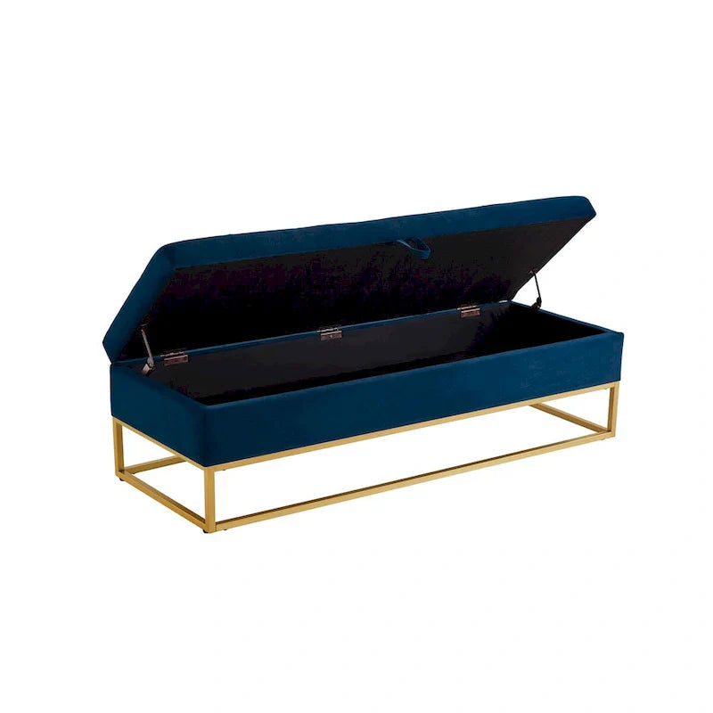 58.6 Banc de bout de lit Piètement Métal avec Rangement Velours Rose