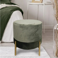 Tabouret rond en velours avec pieds en métal Ottoman