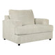 Fauteuil crapaud et demi en tissu avec coussin d'assise en T, gris clair