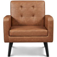 Fauteuil d'appoint capitonné moderne en similicuir Yaheetech avec pieds en bois massif - 28.52933