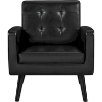 Fauteuil d'appoint capitonné moderne en similicuir Yaheetech avec pieds en bois massif - 28.52933