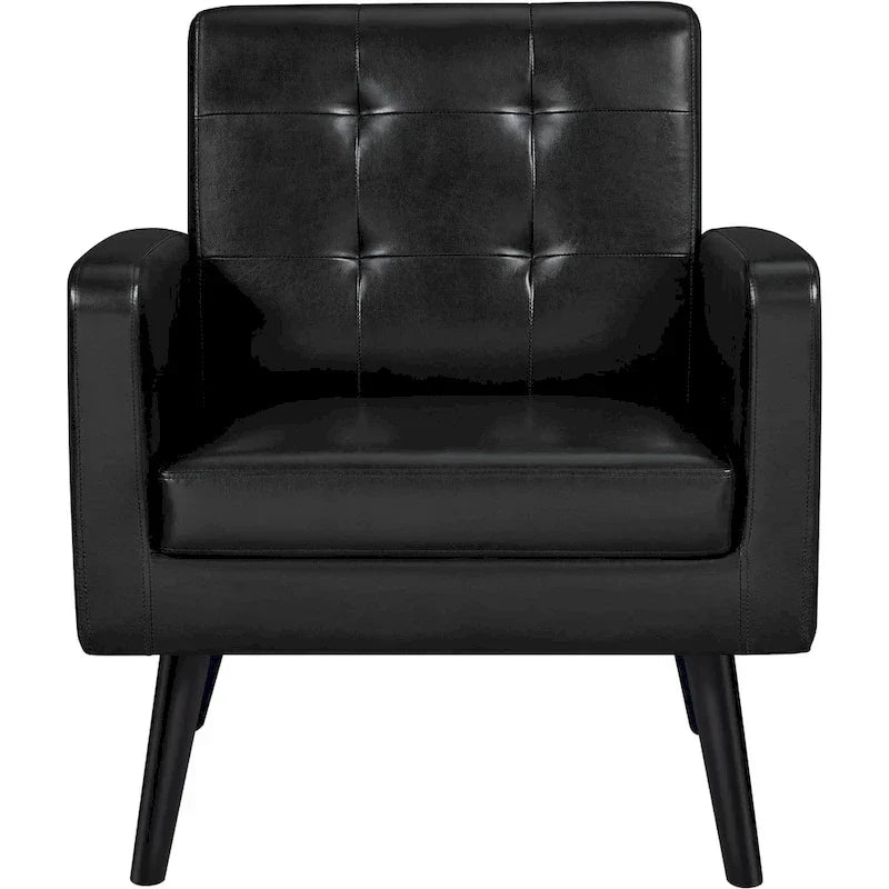 Fauteuil d'appoint capitonné moderne en similicuir Yaheetech avec pieds en bois massif - 28.52933