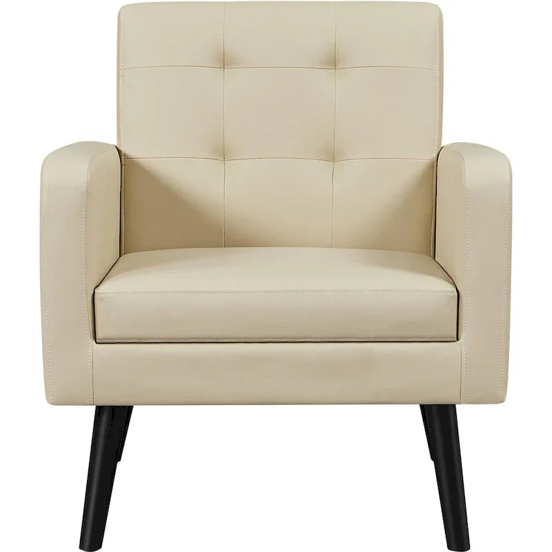 Fauteuil d'appoint capitonné moderne en similicuir Yaheetech avec pieds en bois massif - 28.52933