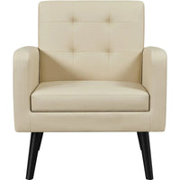 Fauteuil d'appoint capitonné moderne en similicuir Yaheetech avec pieds en bois massif - 28.52933