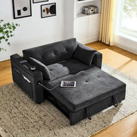 Canapé-lit 2 places avec prise USB, poches latérales et coussin lombaire