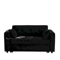 Canapé-lit 2 places avec prise USB, poches latérales et coussin lombaire