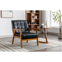 Fauteuil d'appoint en bois rembourré, style Mid-Century Modern