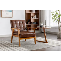 Fauteuil d'appoint en bois rembourré, style Mid-Century Modern