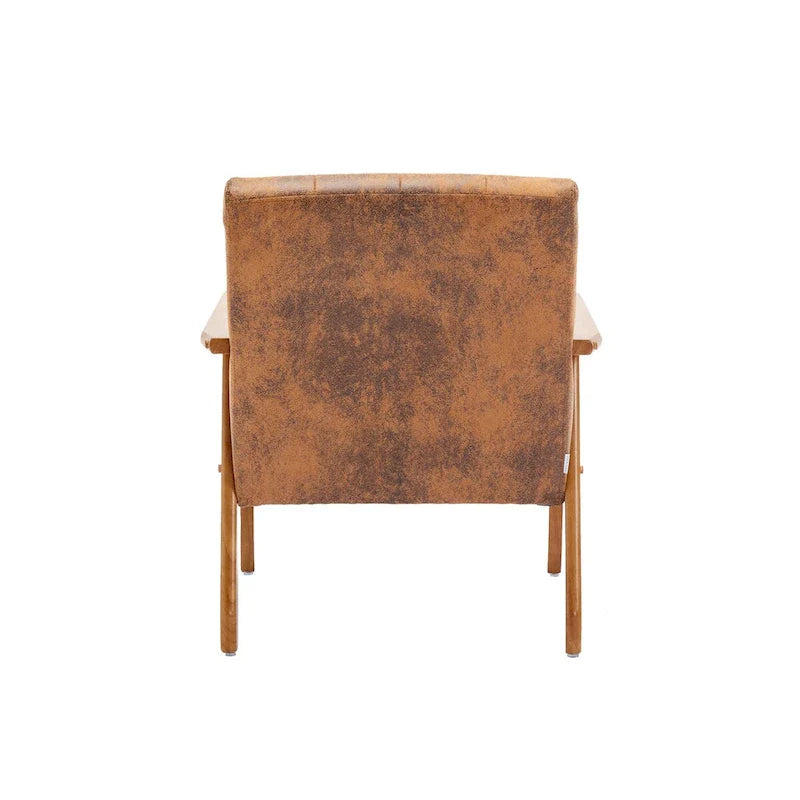 Fauteuil d'appoint en bois rembourré, style Mid-Century Modern