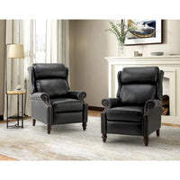 Lot de 2 Fauteuils Inclinables Modernes Noemon en Cuir Véritable avec Clous Décoratifs par HULALA HOME