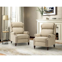 Lot de 2 Fauteuils Inclinables Modernes Noemon en Cuir Véritable avec Clous Décoratifs par HULALA HOME