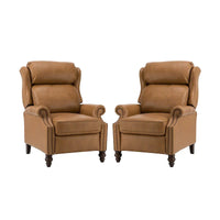 Lot de 2 Fauteuils Inclinables Modernes Noemon en Cuir Véritable avec Clous Décoratifs par HULALA HOME