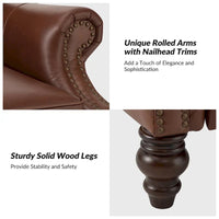 Lot de 2 Fauteuils Inclinables Modernes Noemon en Cuir Véritable avec Clous Décoratifs par HULALA HOME
