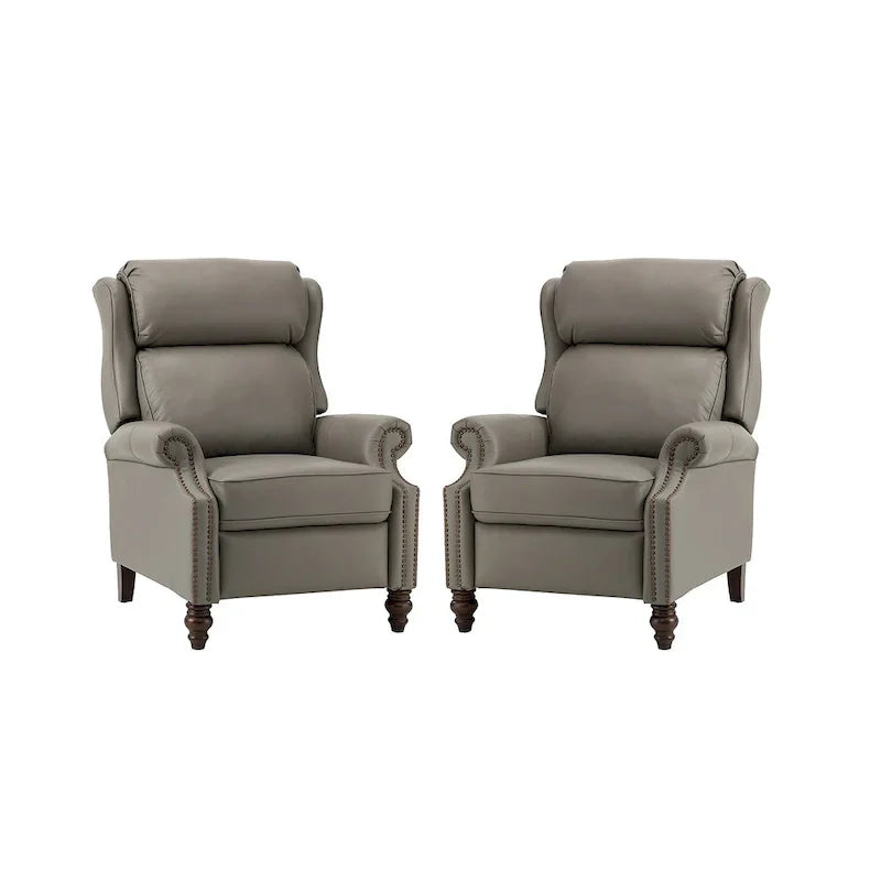 Lot de 2 Fauteuils Inclinables Modernes Noemon en Cuir Véritable avec Clous Décoratifs par HULALA HOME