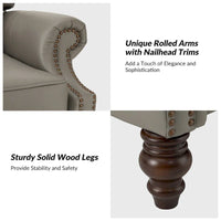 Lot de 2 Fauteuils Inclinables Modernes Noemon en Cuir Véritable avec Clous Décoratifs par HULALA HOME