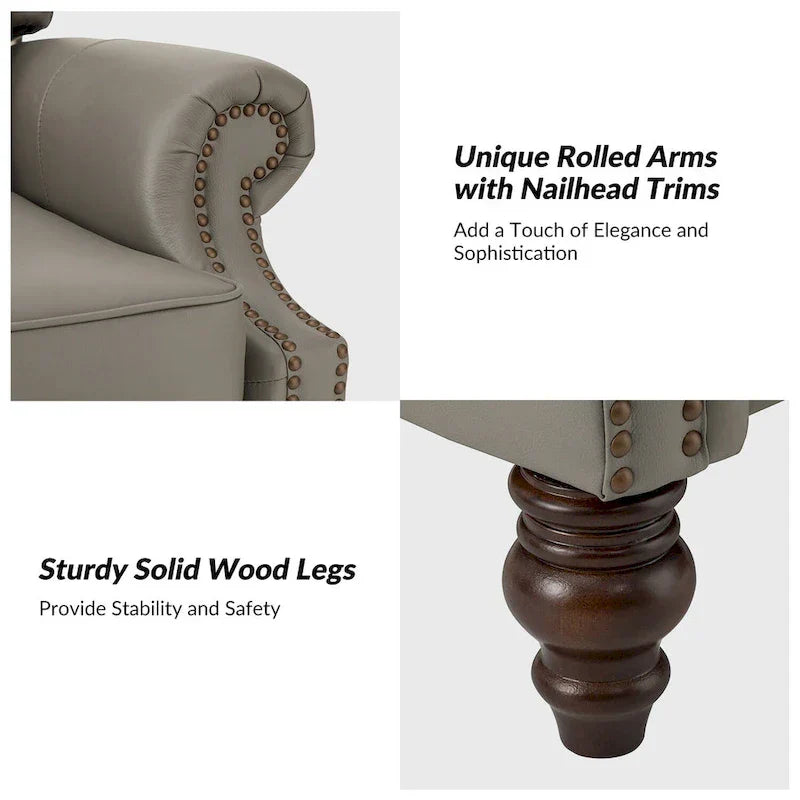 Lot de 2 Fauteuils Inclinables Modernes Noemon en Cuir Véritable avec Clous Décoratifs par HULALA HOME