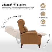 Lot de 2 Fauteuils Inclinables Modernes Noemon en Cuir Véritable avec Clous Décoratifs par HULALA HOME