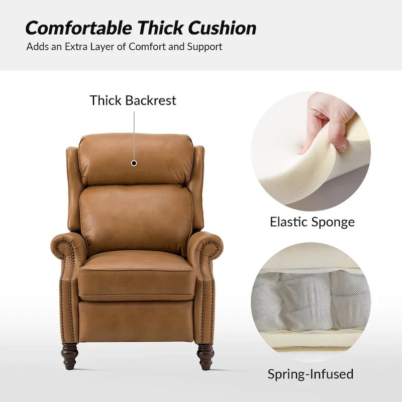 Lot de 2 Fauteuils Inclinables Modernes Noemon en Cuir Véritable avec Clous Décoratifs par HULALA HOME