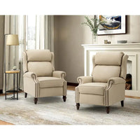 Lot de 2 Fauteuils Inclinables Modernes Noemon en Cuir Véritable avec Clous Décoratifs par HULALA HOME