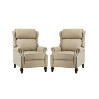 Lot de 2 Fauteuils Inclinables Modernes Noemon en Cuir Véritable avec Clous Décoratifs par HULALA HOME