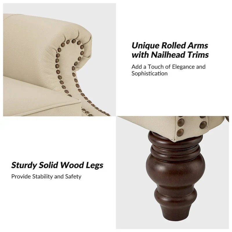 Lot de 2 Fauteuils Inclinables Modernes Noemon en Cuir Véritable avec Clous Décoratifs par HULALA HOME