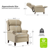 Lot de 2 Fauteuils Inclinables Modernes Noemon en Cuir Véritable avec Clous Décoratifs par HULALA HOME