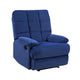 Fauteuil Inclinable Manuel Patty 36 pouces, Coussiné, Velours Bleu, Bois Massif