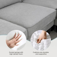 Canapé sectionnel moderne surdimensionné en velours 89*89, grand meuble d'intérieur rembourré en forme de L avec doubles coussins, gris