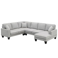 Canapé sectionnel moderne surdimensionné en velours 89*89, grand meuble d'intérieur rembourré en forme de L avec doubles coussins, gris