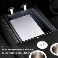 Canapé moderne en forme de U avec console, porte-gobelets et ports USB, meuble d'intérieur symétrique 6 places rembourré, noir