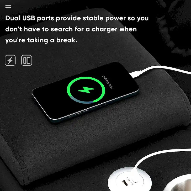 Canapé moderne en forme de U avec console, porte-gobelets et ports USB, meuble d'intérieur symétrique 6 places rembourré, noir