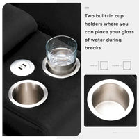 Canapé moderne en forme de U avec console, porte-gobelets et ports USB, meuble d'intérieur symétrique 6 places rembourré, noir