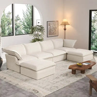Canapé sectionnel modulaire convertible en U 163 pouces, confort moelleux garni de duvet, rembourré généreusement