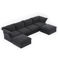 Canapé sectionnel modulaire convertible en U 163 pouces, confort moelleux garni de duvet, rembourré généreusement