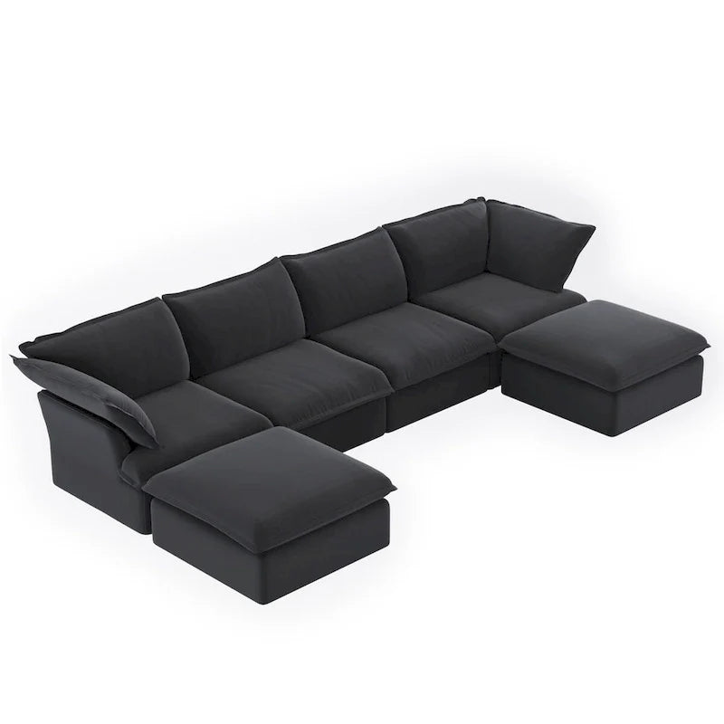 Canapé sectionnel modulaire convertible en U 163 pouces, confort moelleux garni de duvet, rembourré généreusement