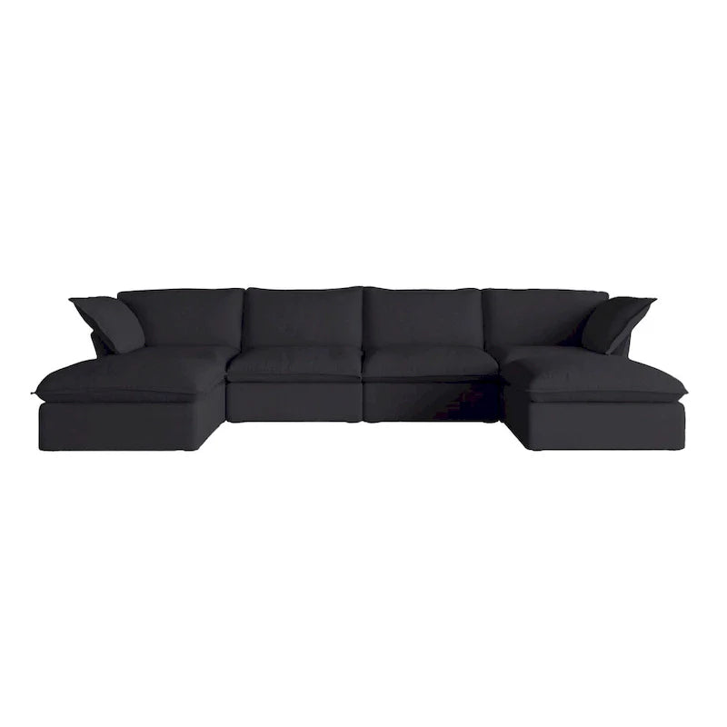 Canapé sectionnel modulaire convertible en U 163 pouces, confort moelleux garni de duvet, rembourré généreusement
