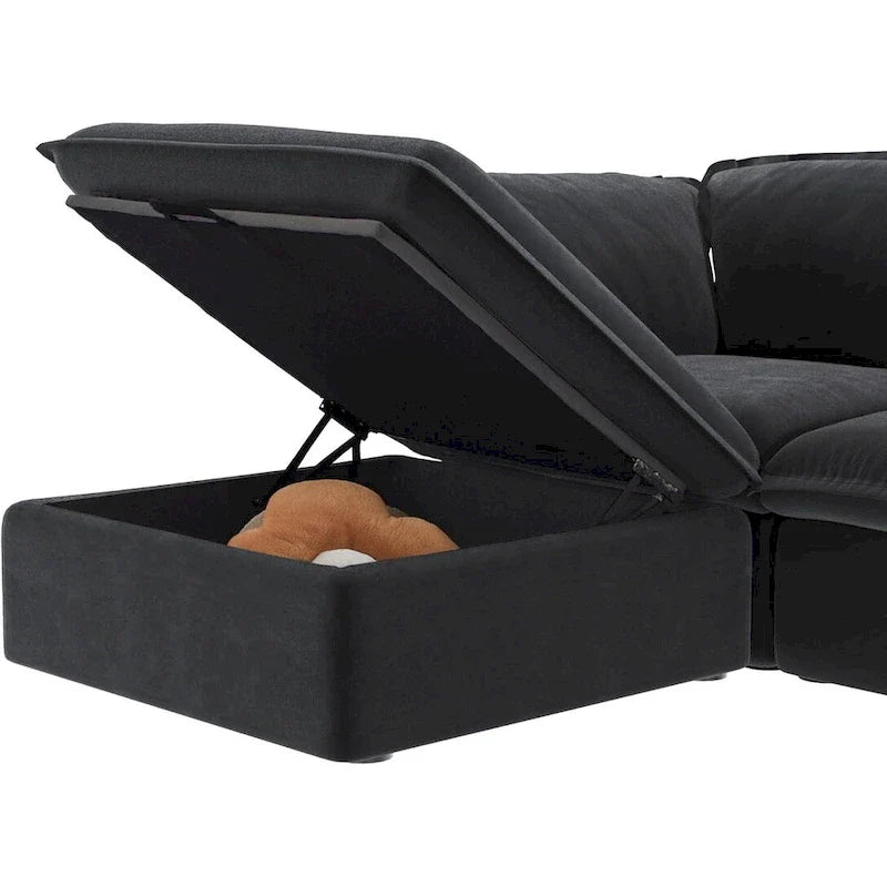 Canapé sectionnel modulaire convertible en U 163 pouces, confort moelleux garni de duvet, rembourré généreusement