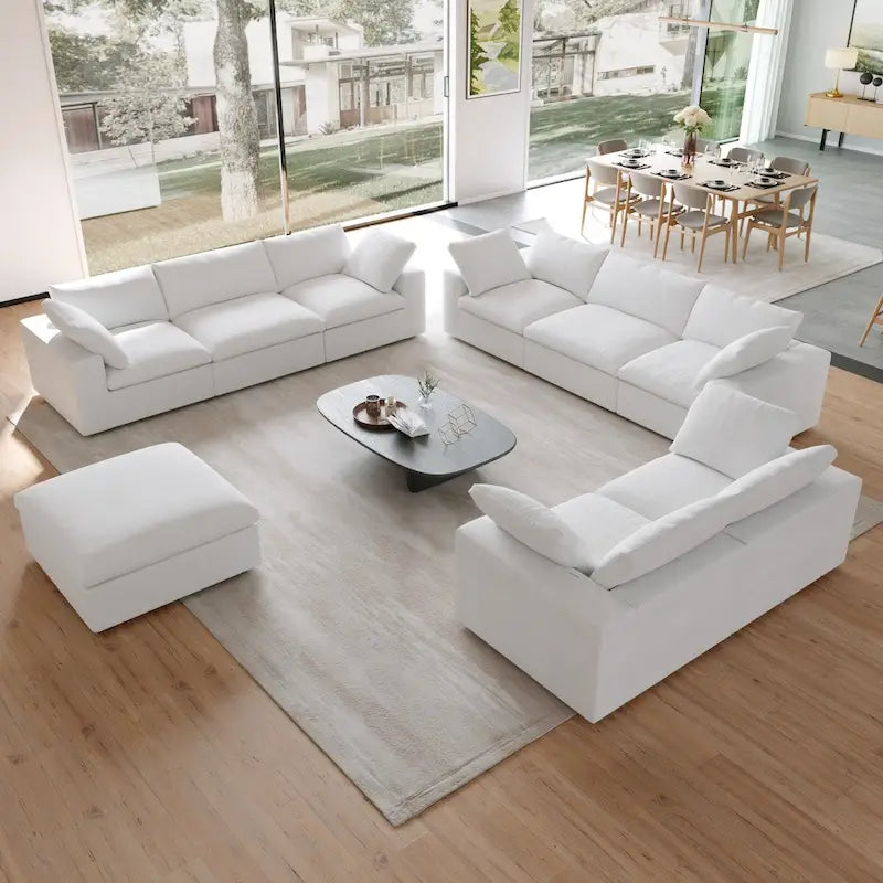 Ensemble de canapés 3 pièces pour salon, canapé modulable Cloud avec pouf de rangement