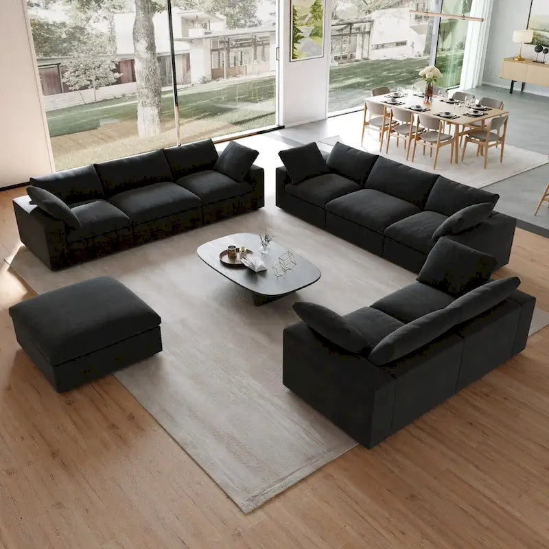 Ensemble de canapés 3 pièces pour salon, canapé modulable Cloud avec pouf de rangement