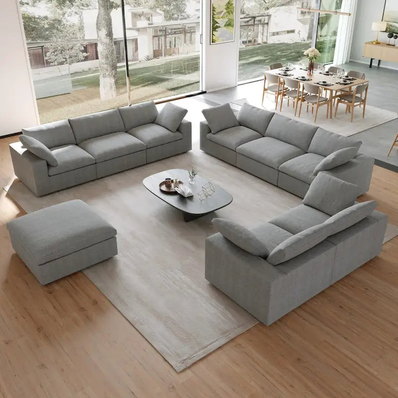 Ensemble de canapés 3 pièces pour salon, canapé modulable Cloud avec pouf de rangement